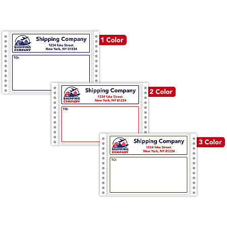 Custom Printed Pinfed Continuous-Feed Dot Matrix Color Labels, 3-7/8" x 5-1/4" Rectangle, Box Of 500 Labels