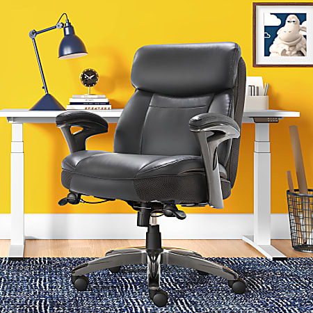 Serta&reg; Smart Layers&trade; Siena Bonded Leather Mid-Back Manager's Chair, Gray/Silver
