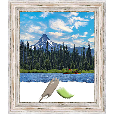 Amanti Art Rectangular Wood Picture Frame, 25” x 29”, Matted For 20” x 24”, Alexandria White Wash