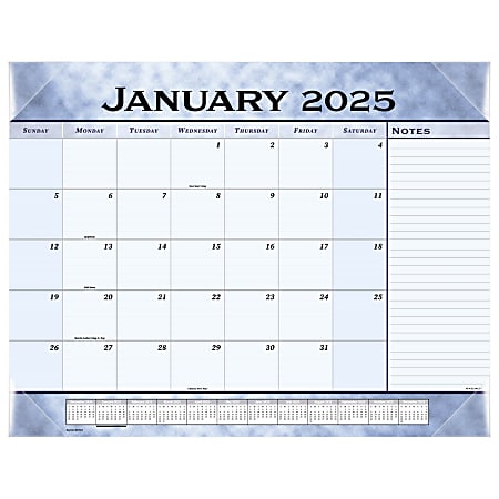 2025 AT-A-GLANCE® Monthly Desk Pad, 21-3/4" x 17", Slate Blue, January 2025 To December 2025, 89701