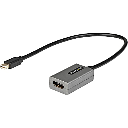 StarTech.com Mini DisplayPort to HDMI Adapter, mDP to HDMI Adapter Dongle, 1080p, Mini DP 1.2 to HDMI Video Converter, 12" Long Cable