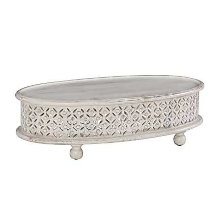 Powell Ismail Oval Coffee Table, 12"H x 42"W x 23"D, Whitewash