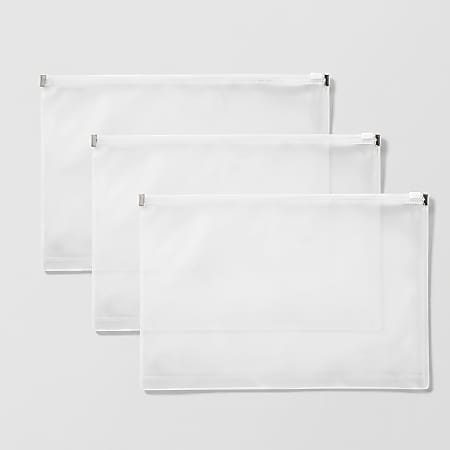 Office Depot® Brand Transparent Zipper Envelopes, Check Size, 10.79" x 6.69" x 1.26", Clear, Pack Of 3