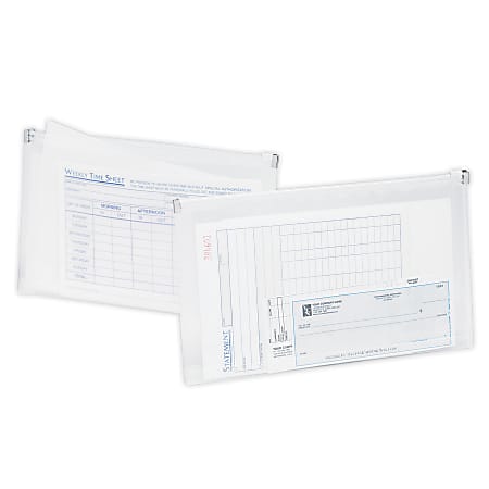 Office Depot® Brand Transparent Zipper Envelopes, Check Size, 10.79" x 6.69" x 1.26", Clear, Pack Of 3