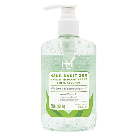 Highmark® Hand Sanitizer With Aloe, Floral Scent, 8 Oz, Green