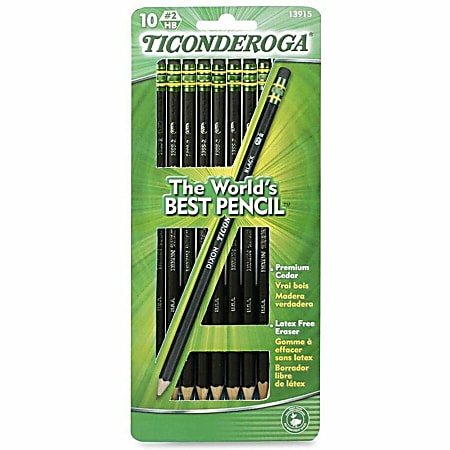 Ticonderoga Pencils #2 Black Woodcase Pencil for School Supplies and Craft  Supplies 12 Count (13953) Free Sharpener 1 Pack