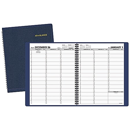 AT-A-GLANCE® 13-Month Weekly Planner, 8 1/4" x 10 7/8", 30% Recycled, Blue, January 2016 to January 2017