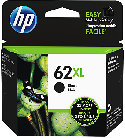 HP 62XL Black High-Yield Ink Cartridge, C2P05AN
