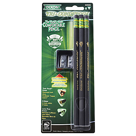 Ticonderoga&reg; Tri-Conderoga&trade; Triangular Pencils, #2 Lead, Soft, Pack of 6