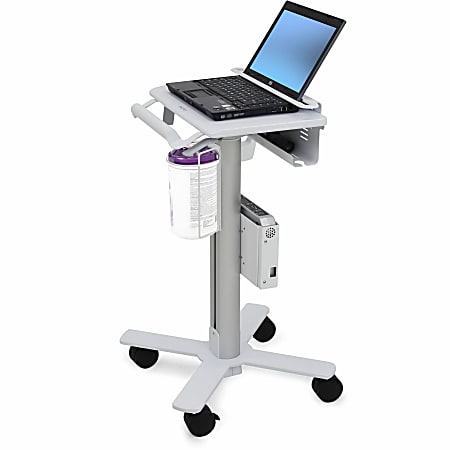 Ergotron&reg; StyleView&reg; SV10 Laptop Cart Mobile Workstation, 48"H x 19"W x 19"D, White/Aluminum