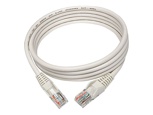 Tripp Lite Cat5e 350 MHz Snagless Molded (UTP) Ethernet Cable (RJ45 M/M) PoE White 5 ft. (1.52 m) - Category 5e for Network Device, Router, Switch, Printer, Server - 128 MB/s - Patch Cable - 5 ft - 1 x RJ-45 Male Network - 1 x RJ-45 Male Network