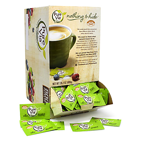 Pure Via Stevia Sweetener Packets, 0.2 Oz, Box Of 300 Packets