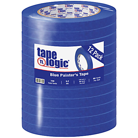 Tape Logic® 3000 Painter's Tape, 3" Core, 0.5" x 180', Blue, Case Of 12