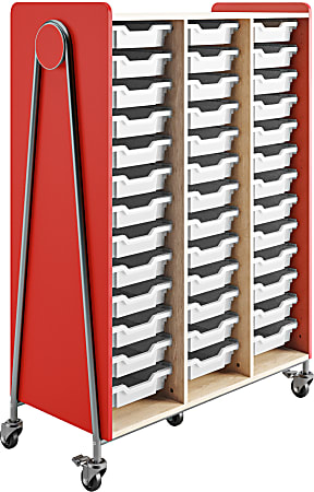 Safco® Whiffle Triple-Column 39-Drawer Mobile Storage Cart, 60"H x 43-1/4"W x 19-3/4"D, Red