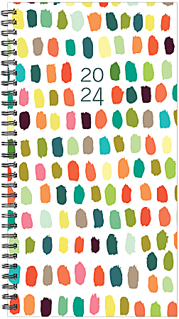 2024 Willow Creek Press Weekly/Monthly Spiral Pocket Planner, 6-1/2" x 4", Happy Dot, January To December