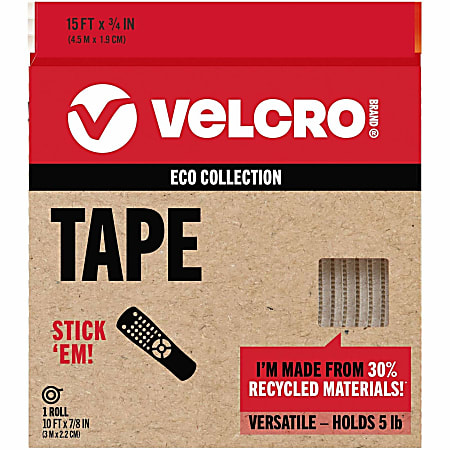 VELCRO Eco Collection Adhesive Backed Tape - 10 ft Length x 0.88 VELCRO Eco Collection Adhesive Backed Tape - 10 ft Length x 0.88