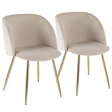 LumiSource Fran Dining Chairs, Gold/Cream, Set Of 2 Chairs