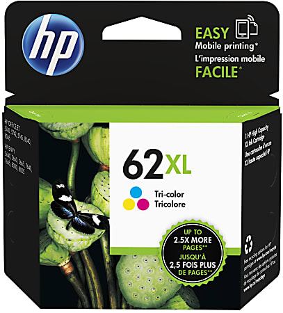 HP 62XL Tri-Color High-Yield Ink Cartridge, C2P07AN