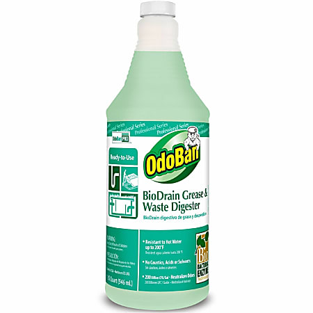 OdoBan BioDrain Grease/Waste Digester - Ready-To-Use - 32 fl oz (1 quart) - 12 / Carton
