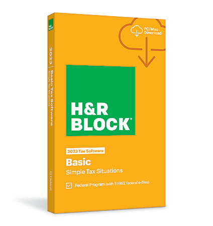 H&R Block Basic 2023 Tax Software, For PC/Mac, Product Key/Download