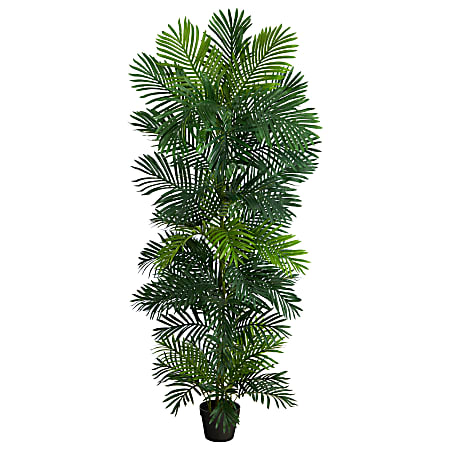Nearly Natural Areca Palm 70”H Artificial Plant With Planter, 70”H x 20”W x 20”D, Green/Black
