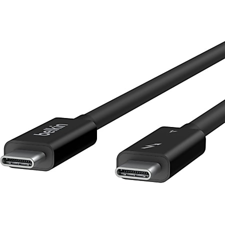 Belkin 6.6 ft Thunderbolt USB-C to USB-C Cable - 24 pin to 24 pin - 100W PD - Black - 6.56 ft Thunderbolt 4 Data Transfer Cable  - INZ002BT2MBK