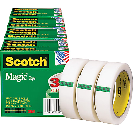 Scotch® Magic™ Tape, 1" x 216', Matte Clear, Pack Of 12 Rolls