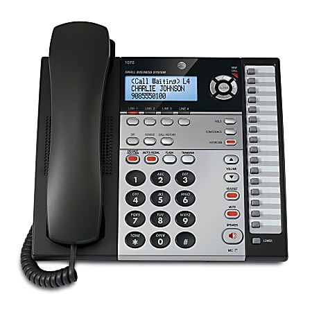 Atandt 1070 4 Line Corded Expandable Speakerphone With Caller Idcall Waiting Charcoal Office Depot