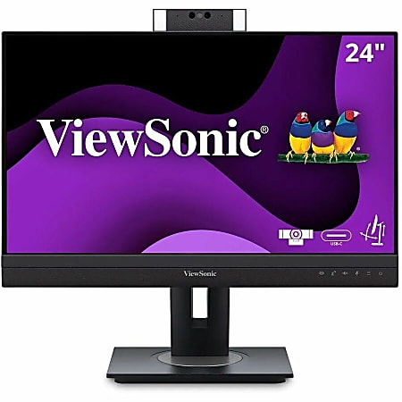 ViewSonic VG2457V 24 Inch 1080p Video Conference Docking Monitor with Windows Hello Compatible IR Webcam, Advanced Ergonomics, and 90W USB C