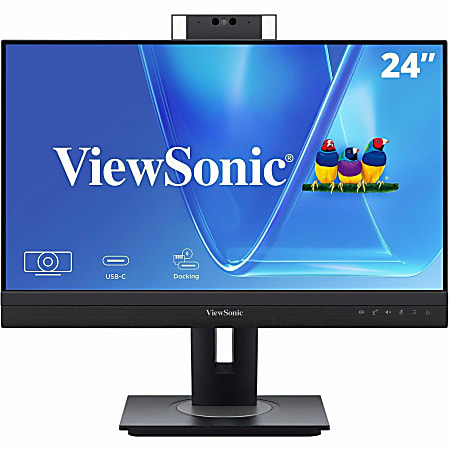 ViewSonic VG2457V 24 Inch 1080p Video Conference Docking Monitor with Windows Hello Compatible IR Webcam, Advanced Ergonomics, and 90W USB C