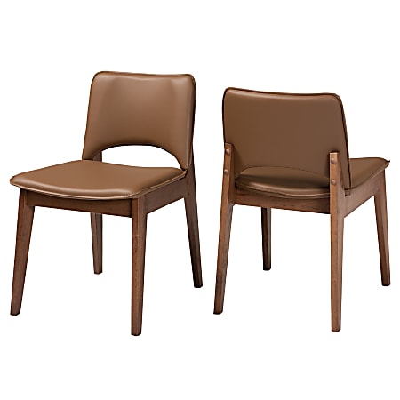 Baxton Studio Afton Dining Chairs, Brown/Walnut Brown, Set
