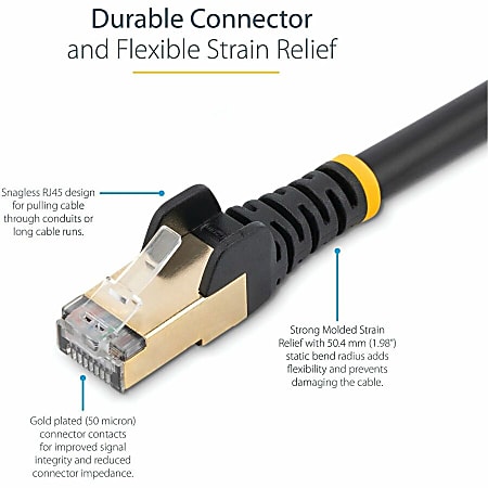 StarTech.com 35 ft Black Cat6a Shielded Patch Cable - Cat6a Ethernet Cable - 35ft Cat 6a STP Cable - Snagless RJ45 - C6ASPAT35BK