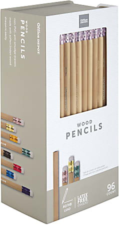 Office Depot Brand Natural Wood Pencils 2 Lead Medium Soft Pack of 96 -  Office Depot