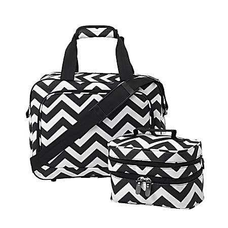 iGnite Shoulder Bag With Toiletry Case, Black/White