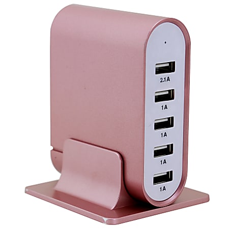 Trexonic 5-Port USB Compact Charging Station, Rose Gold
