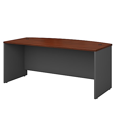 Bush Business Furniture Components Bow Front Desk, 72"W x 36"D, Hansen Cherry/Graphite Gray, Premium Installation