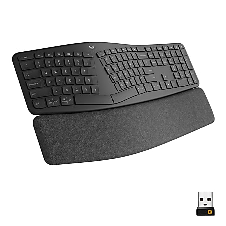 Logitech ERGO K860 Wireless Ergonomic Keyboard Split Keyboard Wrist Rest  Natural Typing Stain Resistant Fabric - Office Depot