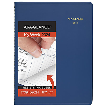 2024 AT-A-GLANCE® Fashion Weekly Appointment Book Planner, 8-1/4" x 11", Blue, January To December 2024, 7094020