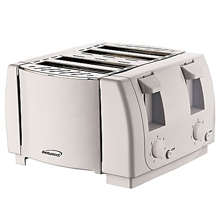 Brentwood 4 Slice Cool Touch Toaster White Office Depot