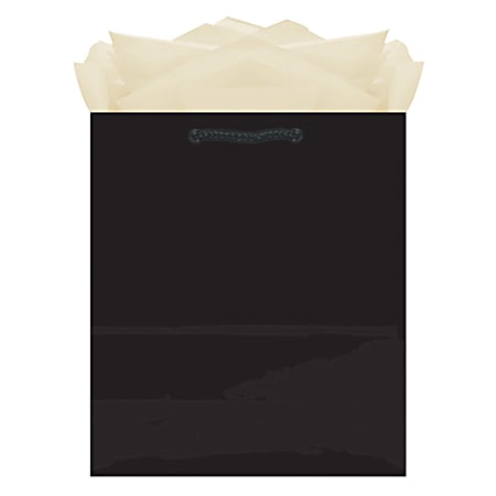 Amscan Glossy Gift Bags, Medium, Black, Pack Of 10 Bags