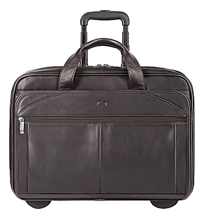 Solo New York Walker Leather Rolling Case For 15.6" Laptops, Espresso