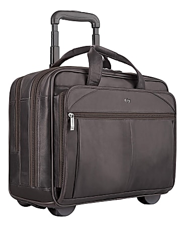 Solo Walker Leather Rolling Case For 15.6 Laptops Espresso - Office Depot