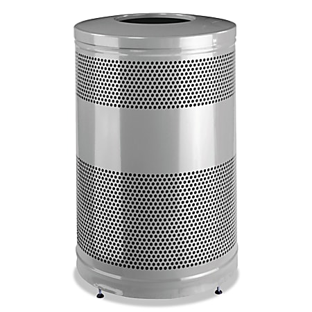 Rubbermaid® Commercial Classics Round Steel Open-Top Waste Receptacle, 51 Gallons, Black/Stardust Silver Metallic