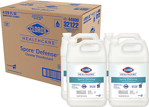 Clorox Healthcare® Spore10 Defense Cleaner Disinfectant, Refill Bottle, 128 Ounces (Pack of 4)