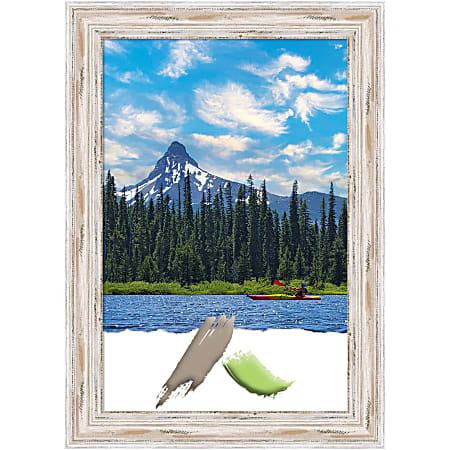 Amanti Art Rectangular Wood Picture Frame, 25” x 35”, Matted For 20” x 30”, Alexandria White Wash