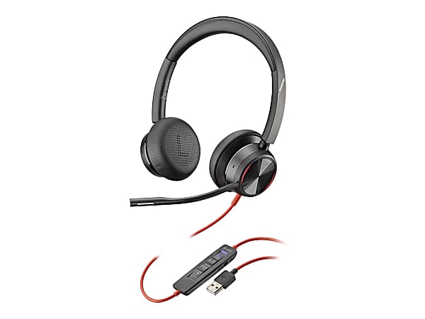 Poly Blackwire 8225-M Microsoft Teams Certified USB-A Headset - Stereo - Mini-phone (3.5mm), USB Type A - Wired - 32 Ohm - Over-the-head - Binaural - Supra-aural - 7.19 ft Cable - Omni-directional, Noise Cancelling Microphone - Noise Canceling - Black
