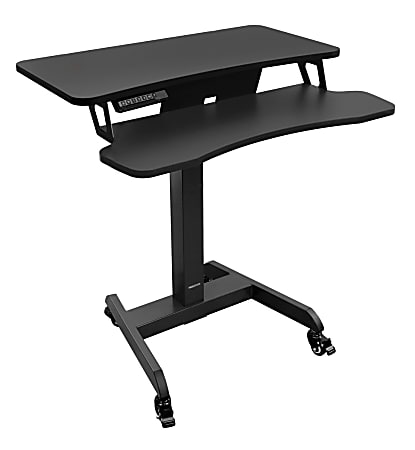 Mount-It! MI-7982 Electric Height-Adjustable Standing Mobile Workstation, 28"H x 35"W x 5-1/4"D, Black