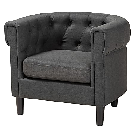 Baxton Studio 9511 Chesterfield Chair, Charcoal