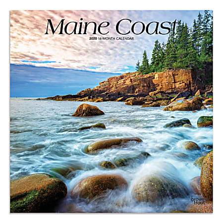 Brown Trout Monthly Wall Calendar, Maine Coast, 24” x 12”, January To December 2020