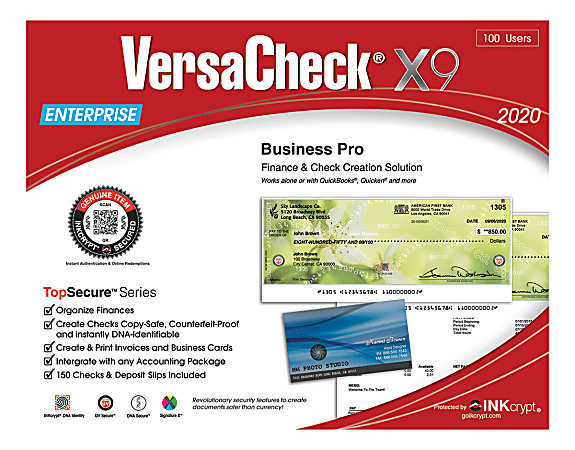 VersaCheck® X9 Enterprise TopSecure 2020, 100-Users, Disc